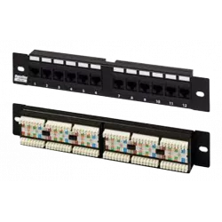 433641 Hyperline PP2-19-12-8P8C-C6-110D Патч-панель 19", 1U, 12 портов RJ-45, категория 6, Dual IDC