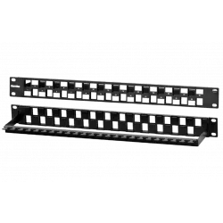 Hyperline PPBL3-19-24S-RM Модульная патч-панель 19", 24 порта, Flat Type, 1U, для модулей Keystone Jack, с задним кабельным организатором (без модулей)