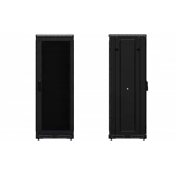 Шкаф телекоммуникационный напольный 19", 27U(800x800), ШТ-НП-М-27U-800-800-П-Ч, передняя дверь перфорация, черный ССД