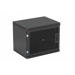 Шкаф телекоммуникационный настенный разборный черный 19”,9U(600x350), ШТ-НСр-9U-600-350-П-Ч дверь перфорированная ССД