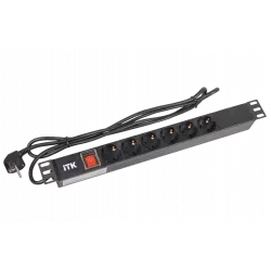 PH12-6D1-P ITK PDU 6 роз. нем.ст. с выкл 1U каб. 2м вилка нем.ст ПВХ чер