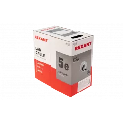 01-0045 REXANT Кабель витая пара U/UTP, CAT 5e, PE, 4PR, 24AWG, OUTDOOR, SOLID, черный, 305м