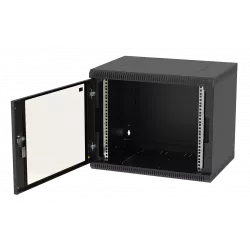 Шкаф телекоммуникационный настенный разборный черный 19”,9U(600x350), ШТ-НСр-9U-600-350-С-Ч дверь стекло ССД