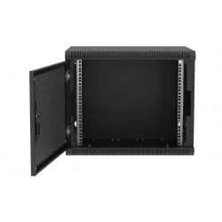 Шкаф телекоммуникационный настенный разборный черный 19”,9U(600x350), ШТ-НСр-9U-600-350-П-Ч дверь перфорированная ССД