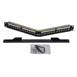 426175 Hyperline PPBL4A-19-24-SH-RM Модульная патч-панель 19", 24 порта, угловая, 1U, для экранированных и неэкранированных модулей Keystone Jack, с з