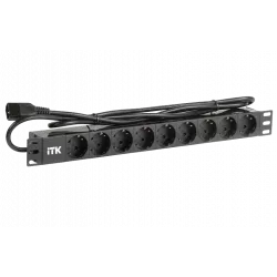 PH22-9D2 ITK PDU 9 розеток нем. ст, 1U, шнур 2м вилка С14 ал.проф
