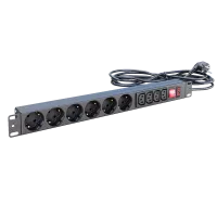 Блок розеток БР-6SCH-4C13-10А-Ш-1,8SCH Блок розеток 19", 6 Schuko, 4 C13, максимальный ток 10А, шнур 1,8 м