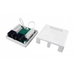 430234 Hyperline SB1-2-8P8C-C5e-WH Розетка компьютерная RJ-45(8P8C), категория 5e, двойная, внешняя, Dual IDC