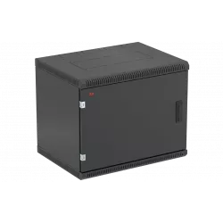 Шкаф телекоммуникационный настенный разборный черный 19”,9U(600x450), ШТ-НСр-9U-600-450-М-Ч дверь металл ССД
