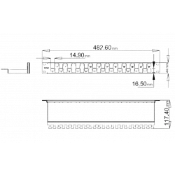 Hyperline PPBL3-19-24S-RM Модульная патч-панель 19", 24 порта, Flat Type, 1U, для модулей Keystone Jack, с задним кабельным организатором (без модулей)