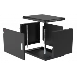 Шкаф телекоммуникационный настенный разборный черный 19”,9U(600x350), ШТ-НСр-9U-600-350-М-Ч дверь металл ССД