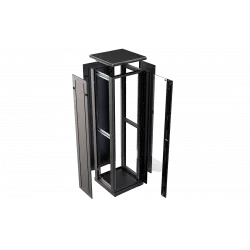 Шкаф телекоммуникационный напольный 19",42U(600x800), ШТ-НП-М-42U-600-800-С-Ч, передняя дверь стекло, цвет черный ССД