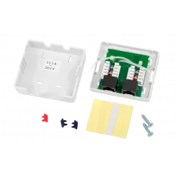 30813 Hyperline SB2-2-8P8C-C6-SH-WH Розетка компьютерная RJ-45(8P8C), категория 6, экранированная, двойная, внешняя, Dual IDC