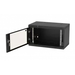 Шкаф телекоммуникационный настенный разборный черный 19”,6U(600x350), ШТ-НСр-6U-600-350-С-Ч дверь стекло ССД