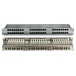 420641 Hyperline PPHD-19-48-8P8C-C5E-SH-110D Патч-панель высокой плотности 19", 1U, 48 портов RJ-45, полный экран, категория 5E, Dual IDC