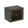 Шкаф телекоммуникационный настенный разборный черный 19”,9U(600x450), ШТ-НСр-9U-600-450-С-Ч дверь стеклянная ССД