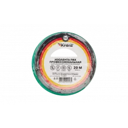 KR-09-2803 Изолента ПВХ KRANZ профессиональная, 0.18х19 мм, 20 м, зеленая упаковка 10 роликов