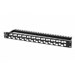 Hyperline PPBL3-19-24S-RM Модульная патч-панель 19", 24 порта, Flat Type, 1U, для модулей Keystone Jack, с задним кабельным организатором (без модулей)