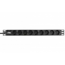 PH22-9D1-P ITK PDU 9 розеток нем. ст, 1U, шнур 2м вилка нем. ст ПВХ чер