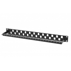 Hyperline PPBL3-19-24S-RM Модульная патч-панель 19", 24 порта, Flat Type, 1U, для модулей Keystone Jack, с задним кабельным организатором (без модулей)