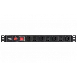PDU 7 розеток C13, с выкл. и защ. от перенапр, без шнура