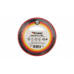 KR-09-2204 Изолента ПВХ KRANZ 19 мм х 25 м, красная, упаковка 5 роликов