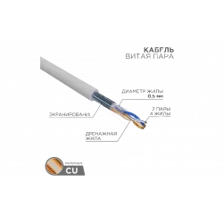 01-0122 REXANT Кабель витая пара FTP 2PR 24AWG, CAT5e (бухта 305 м)